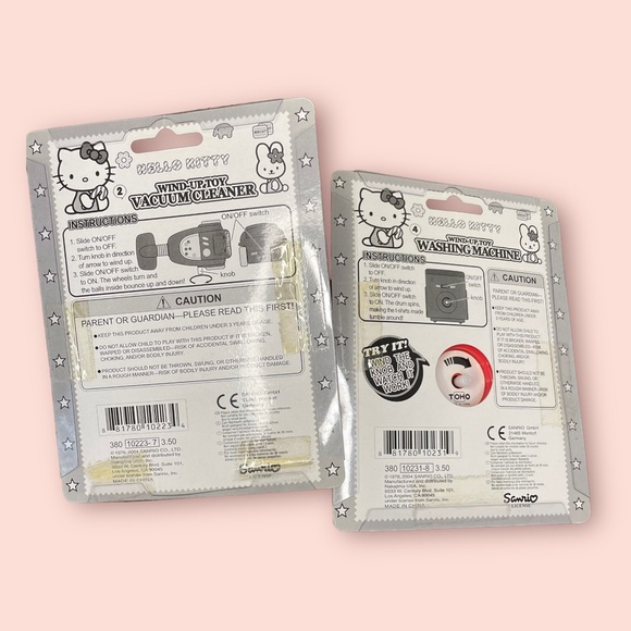 Hello Kitty 2 piece Bundle Wind Up Toy Washing Machine and Vacuum Cleaner - Picture 2 of 3